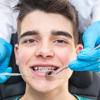 young boy visiting emergency orthodontist in Framingham